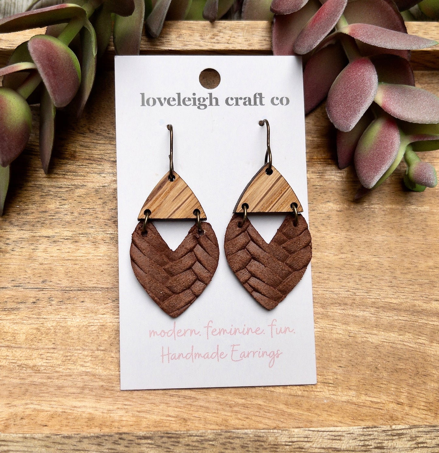 Bridget Wood and Cork Petal Earring
