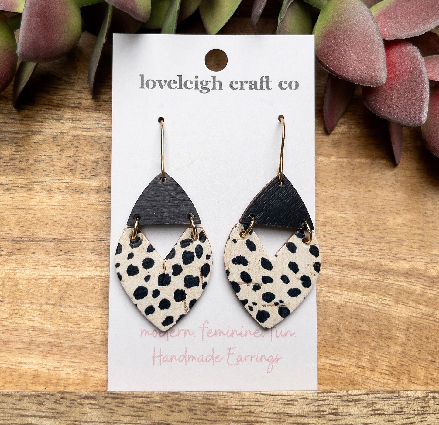 Bridget Wood and Cork Petal Earring