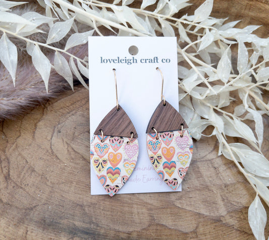 Valentine Piper Pieced Petal Wood and Cork Earrings