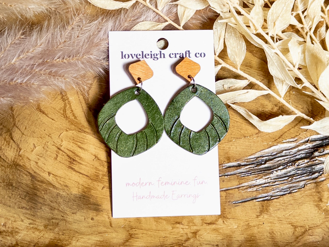 Embossed Pointed Leather Hoop Earrings