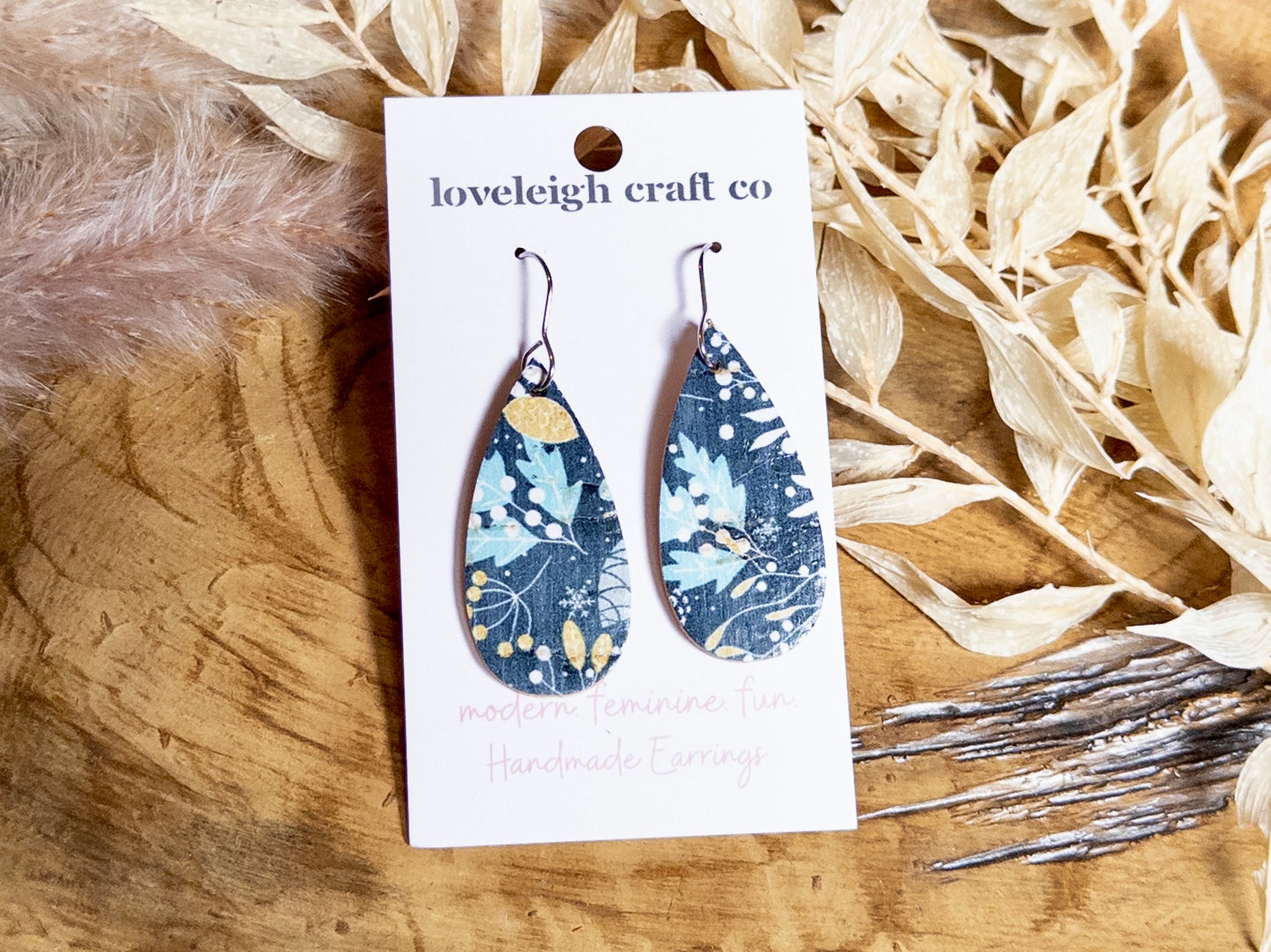 Slim Cork Teardrop Earrings