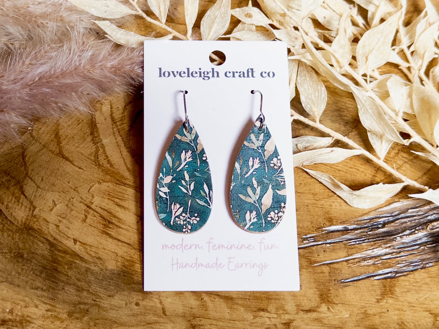Slim Cork Teardrop Earrings