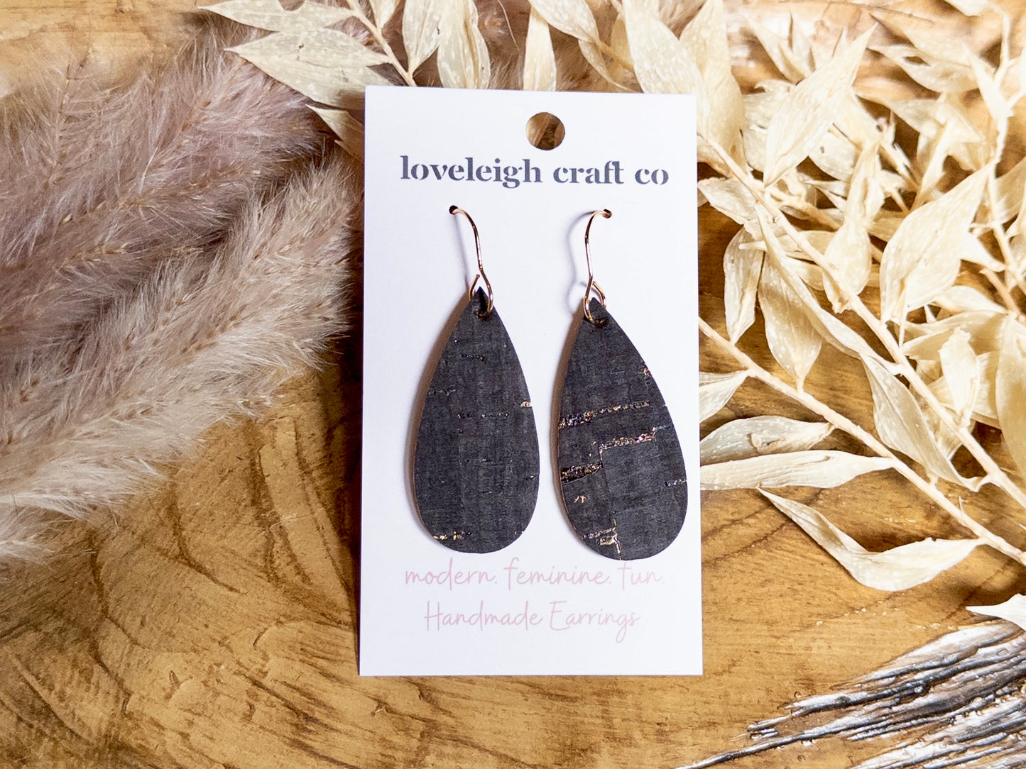 Slim Cork Teardrop Earrings