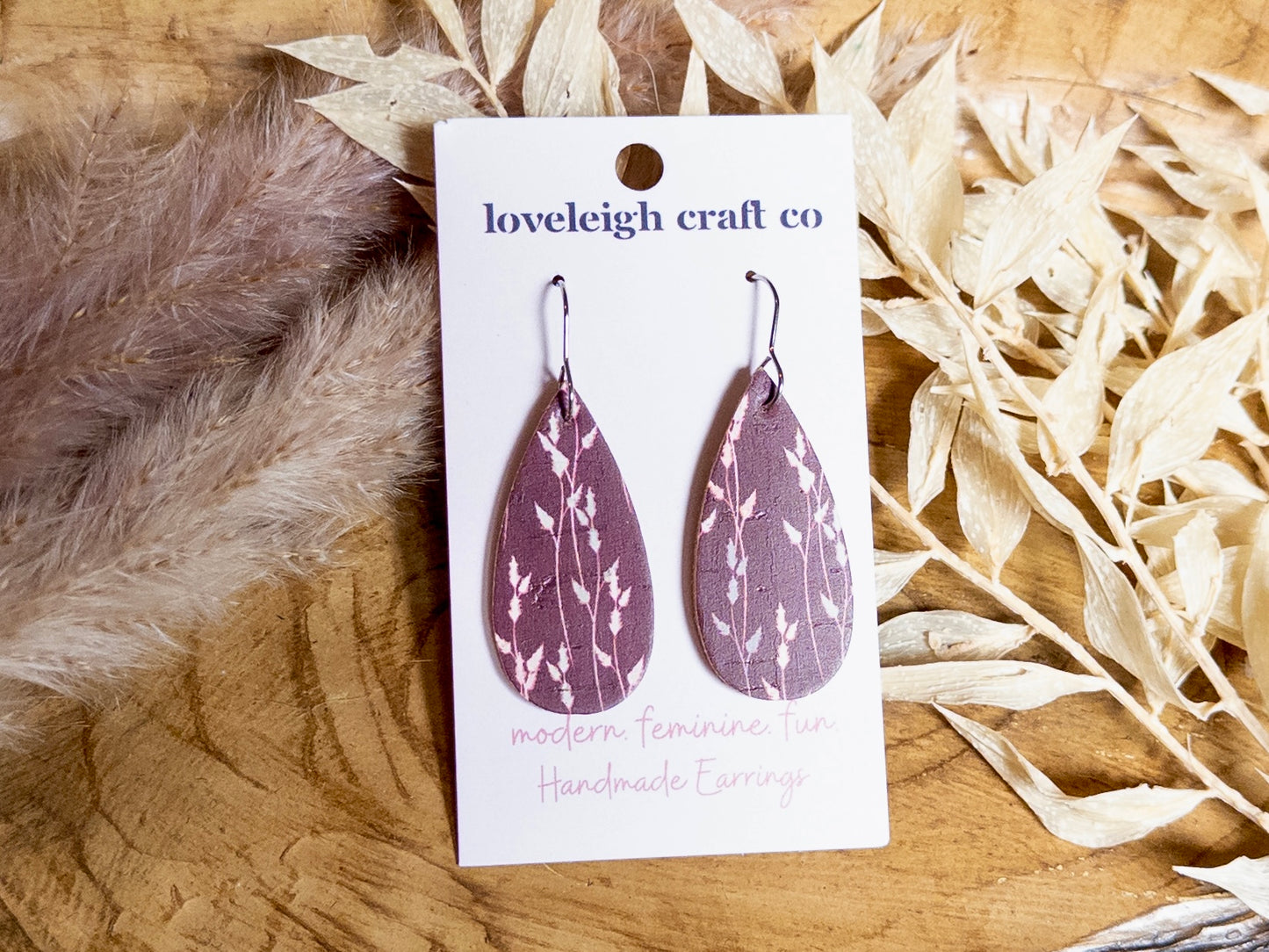 Slim Cork Teardrop Earrings