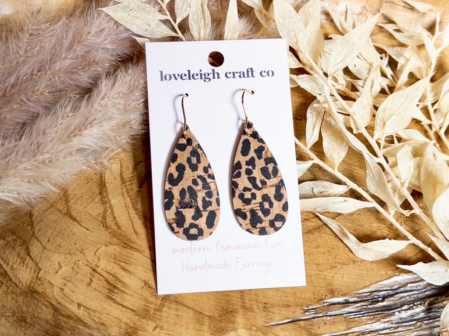 Slim Cork Teardrop Earrings