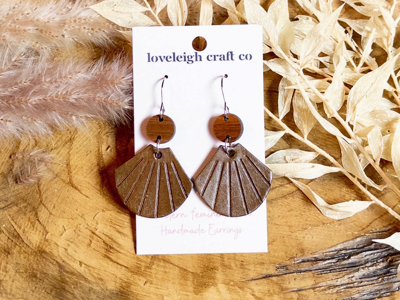 Fancy Fan Leather Earrings