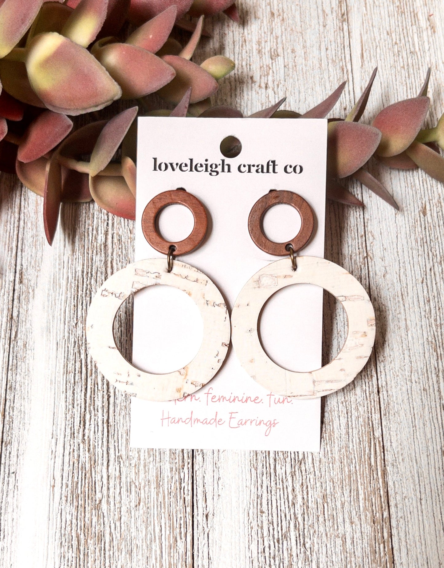 Oona Double Circle Cork Earrings