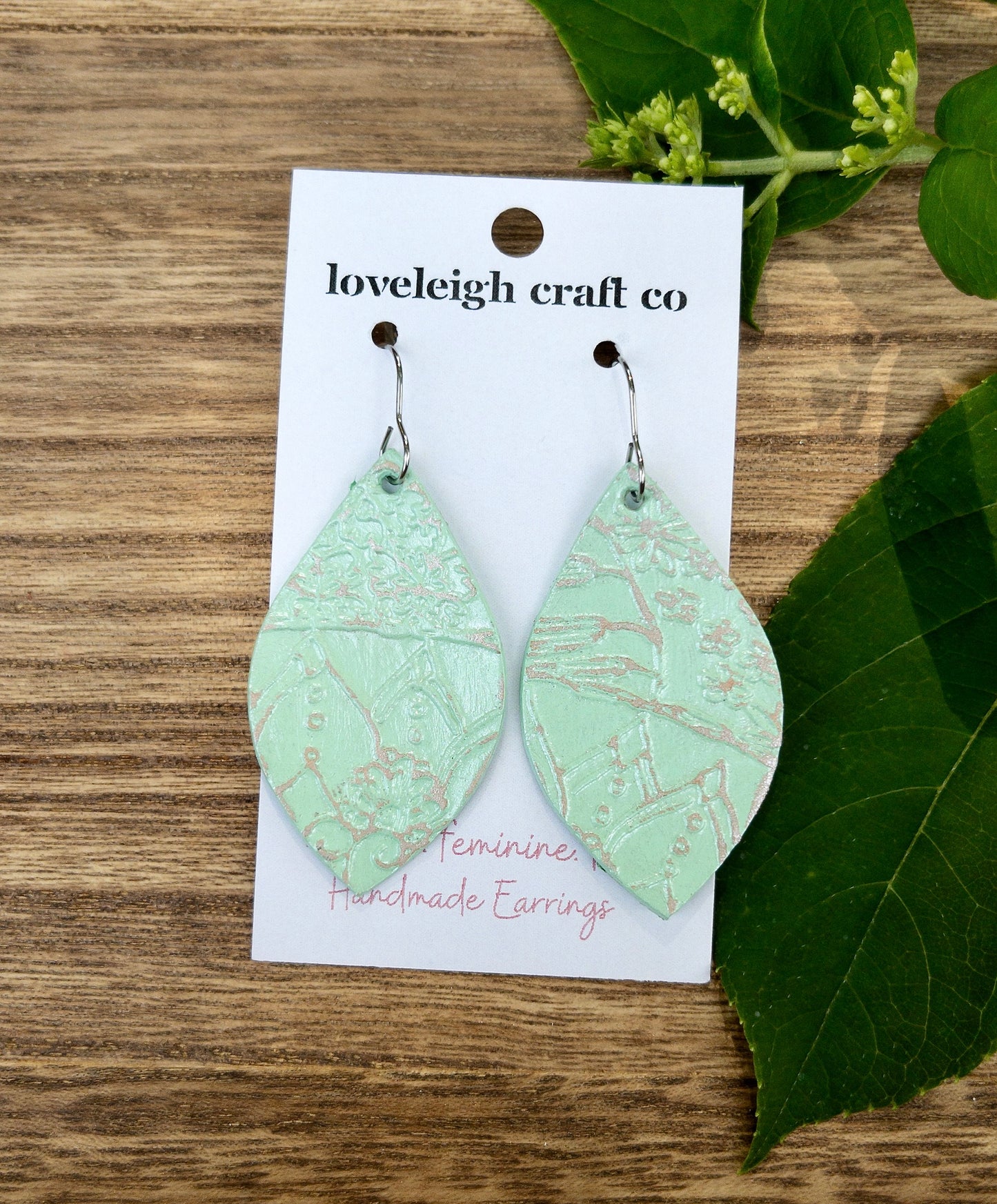 Hand Painted Marnie Frosted Mint Filigree Earrings