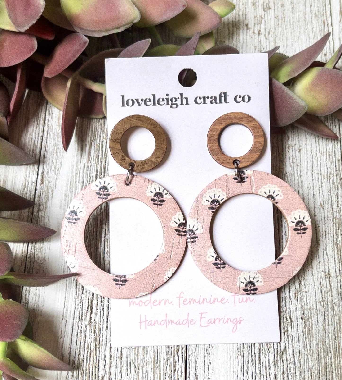 Oona Double Circle Cork Earrings