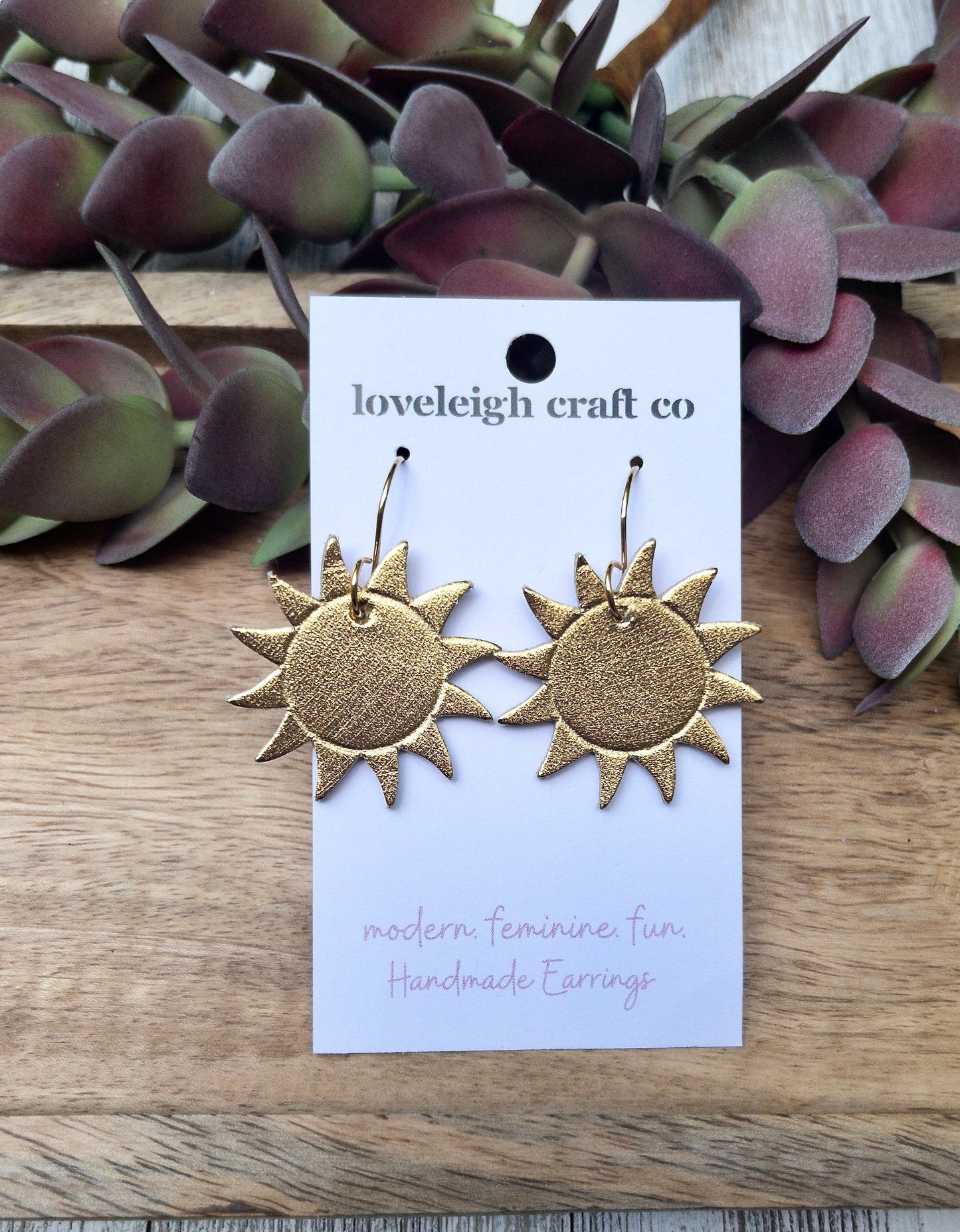 Sunny Gold Leather Earrings