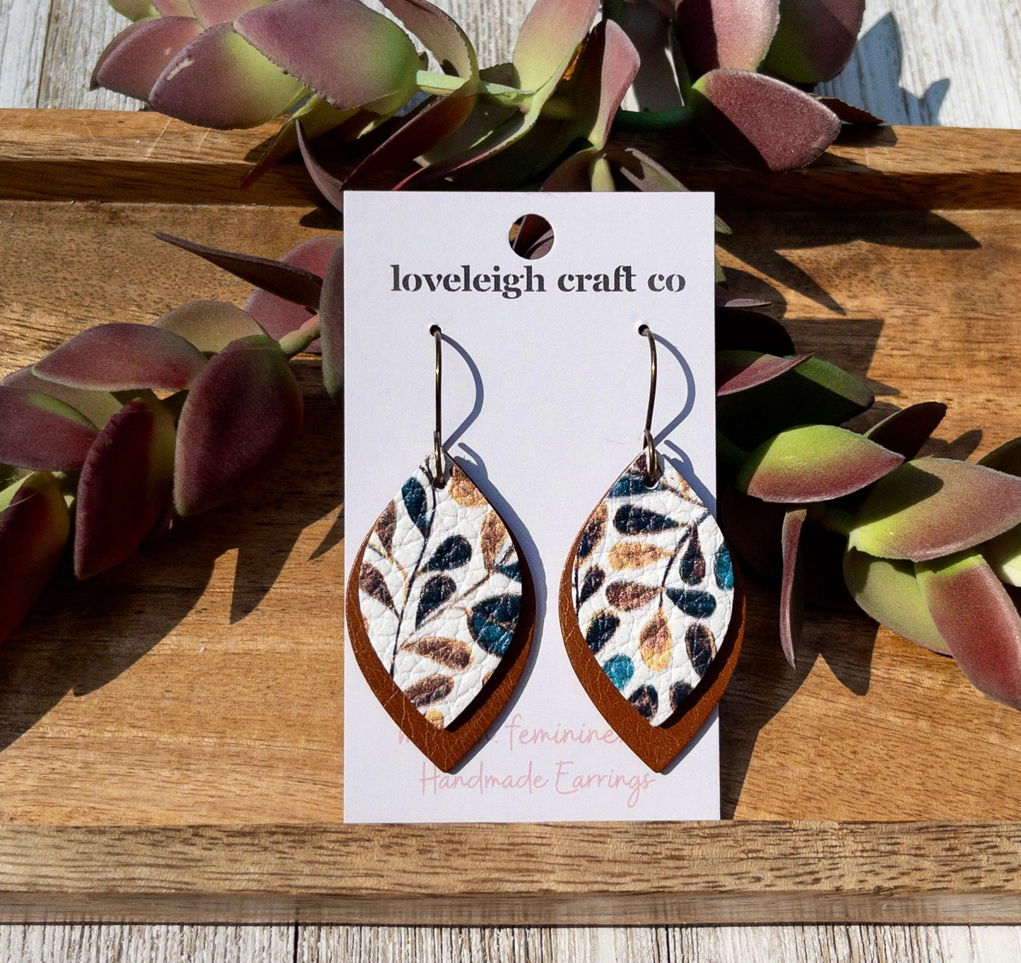 Clarissa Layered Leaf Leather Earrings