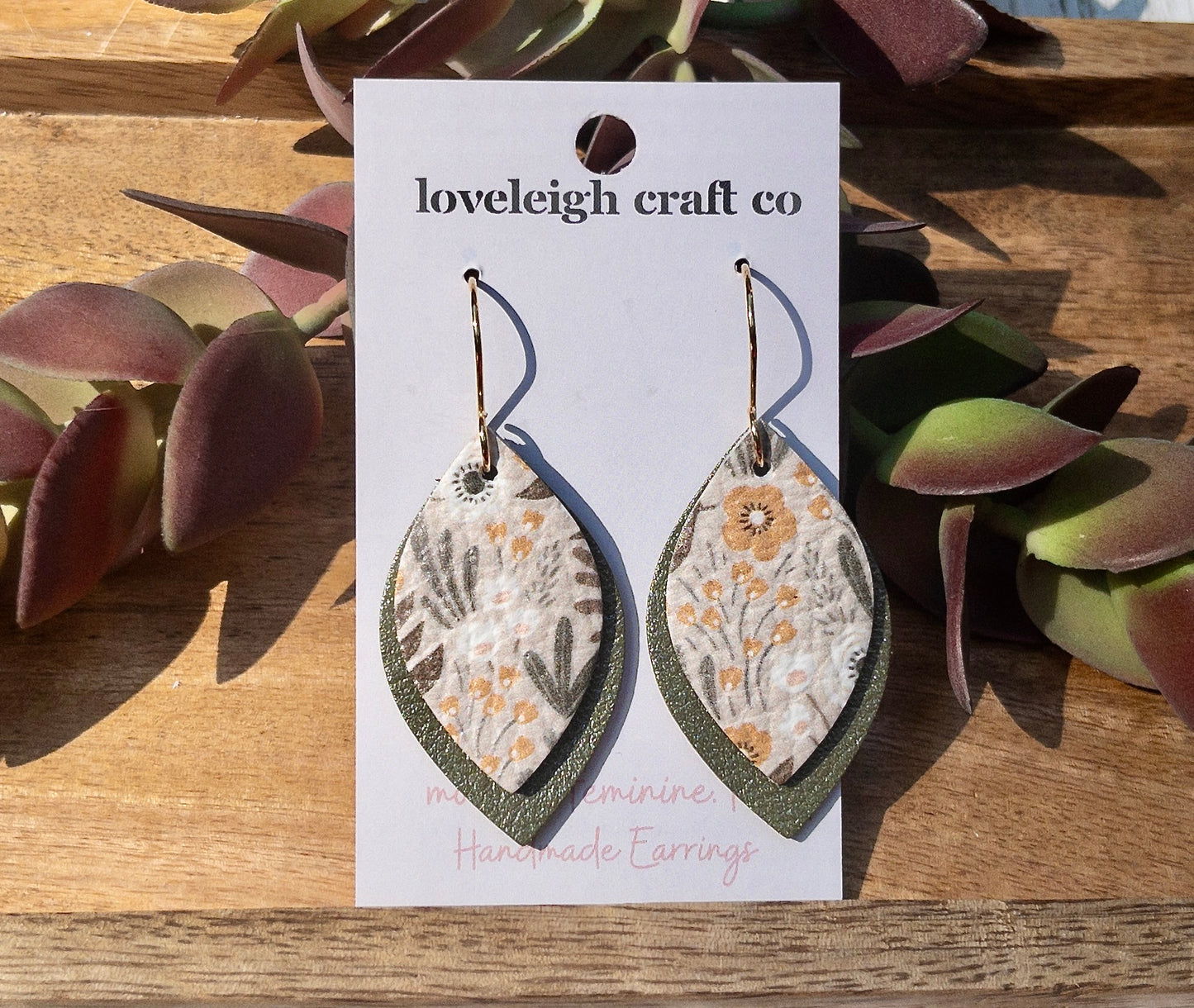 Clarissa Layered Leaf Leather Earrings