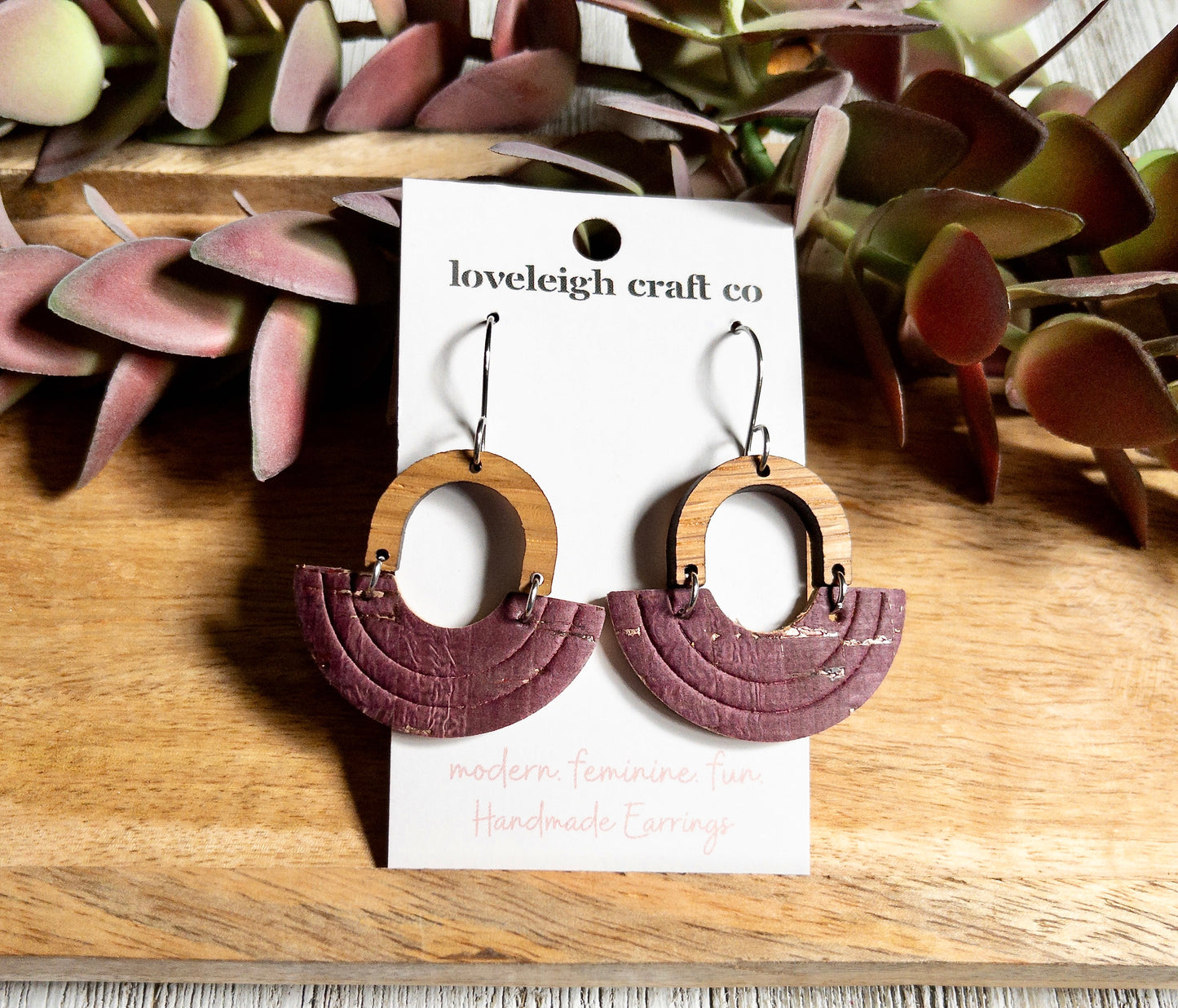 Clare Embossed Wood Arch Earrings