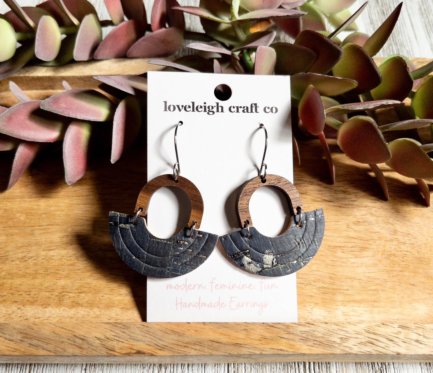 Clare Embossed Wood Arch Earrings