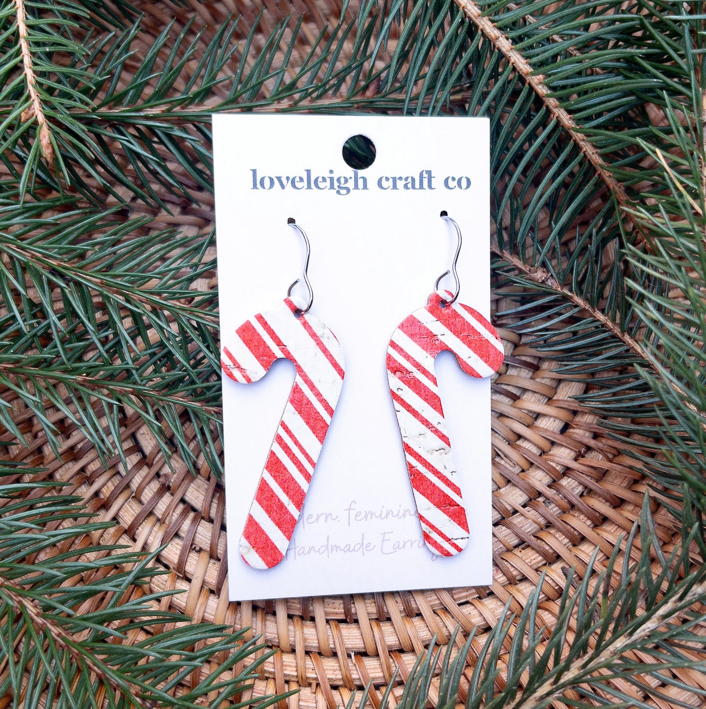 Candy Cane Leather Earrings