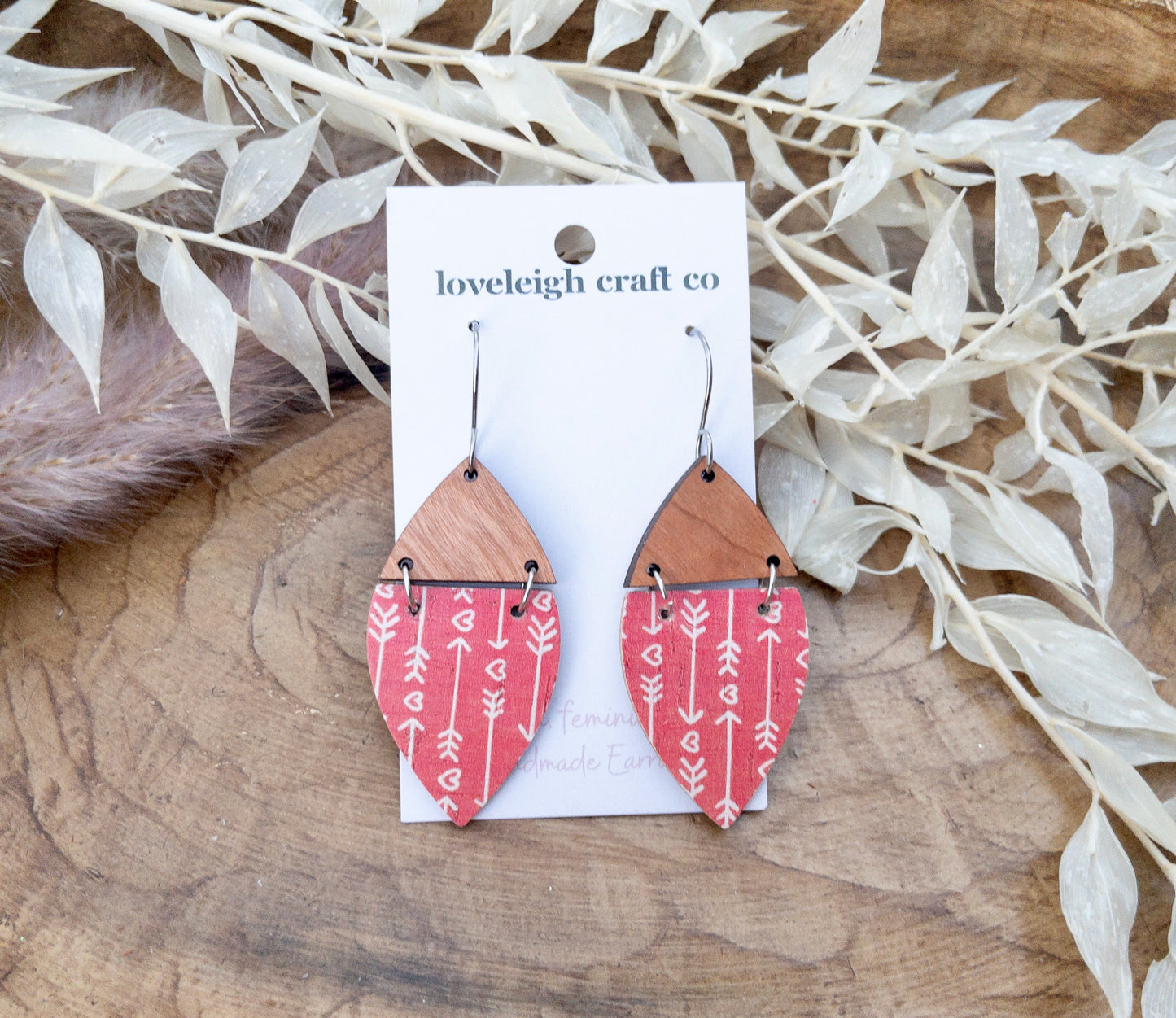 Valentine Piper Pieced Petal Wood and Cork Earrings