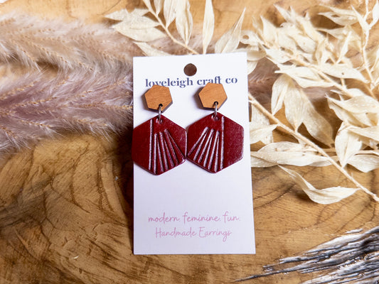 Embossed Petite Hexagon Earrings