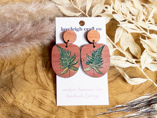 Wooden Fern Earrings