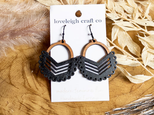 Frilly Wood Arch Earrings
