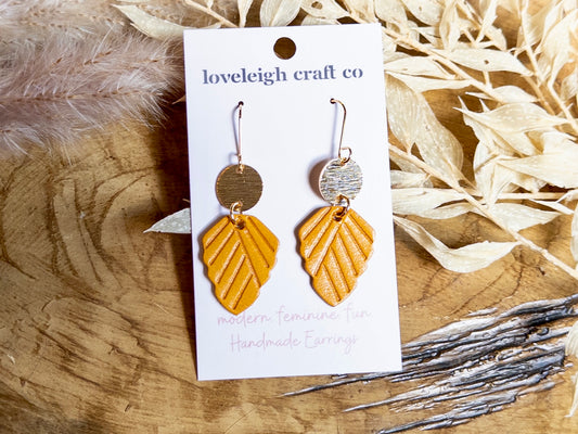 Delicate Embossed Drop Leather Earrings