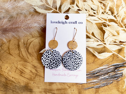 Shimmer Leather Double Circle Earrings