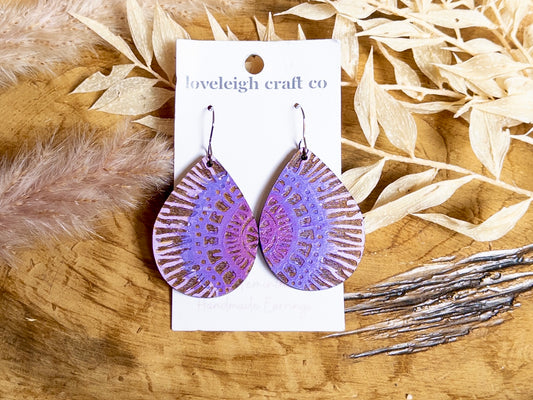 Tie Dye Wooden Teardrop Earrings