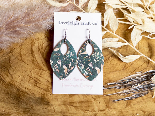 Perfect Petal Leather and Cork Earrings