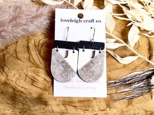 Engraved Wood Modern Earrings