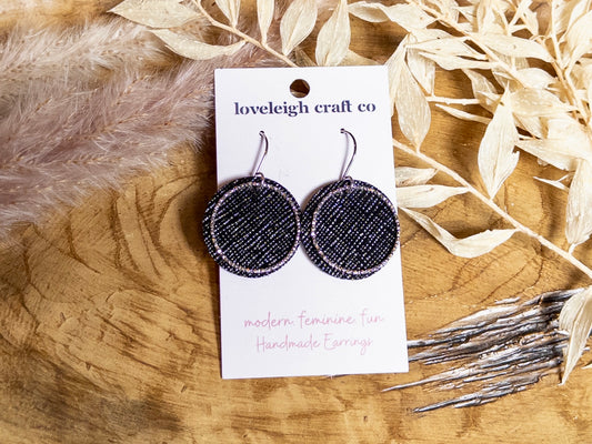 Textured Circles Leather Earrings