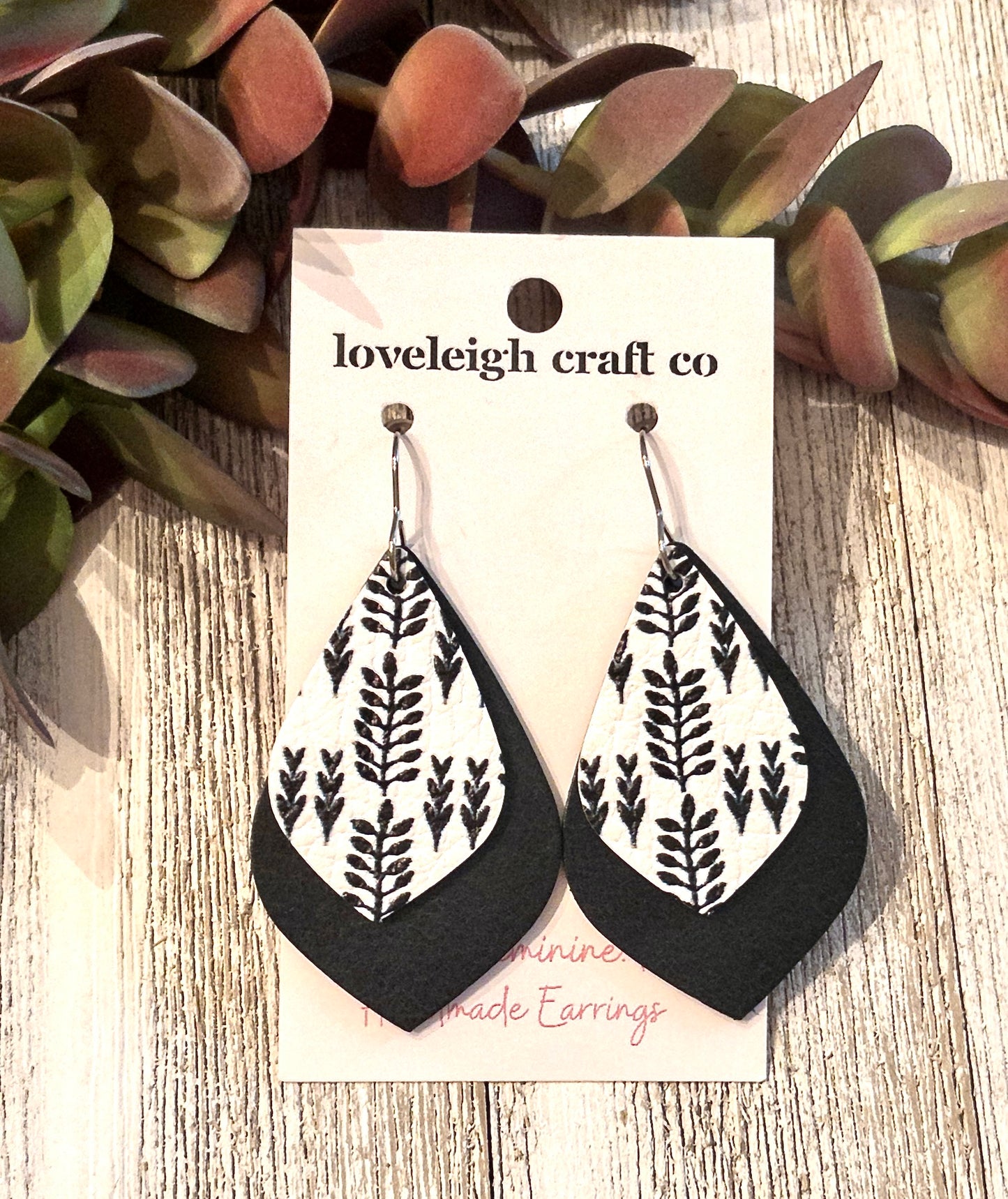 Abbie Double Layered Leather Petal Earrings